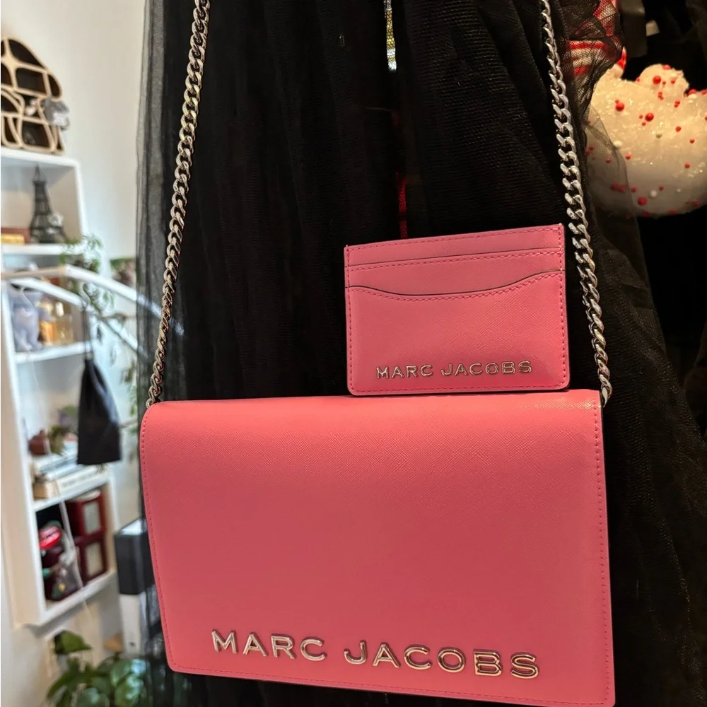 Marc Jacobs Pink Saffiano leather Crossbody Bag and Card Holder Set Like new! - Picture 6 of 16